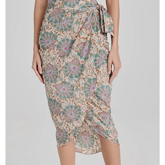 NWT $478 VERONICA BEARD STRETCH SILK PRINTED MIDI SKIRT 6 - Picture 1 of 16